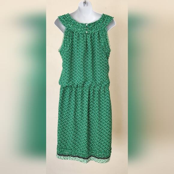 STUDIO M Green Multi Color Polka Dot Print Sleeveless Dress Size L - Picture 4 of 14